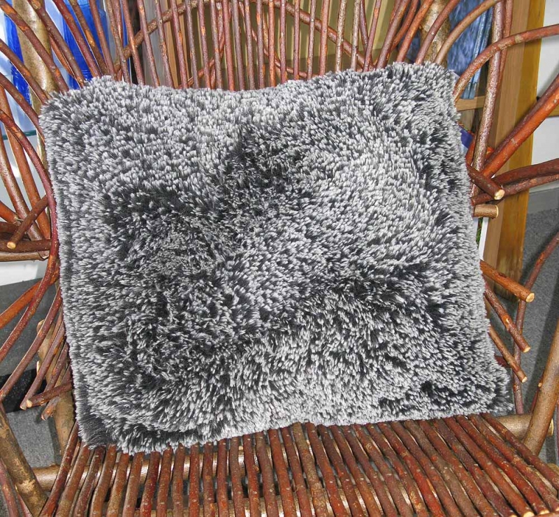 Throw Pillow in Silver Tipped Black Faux Fur